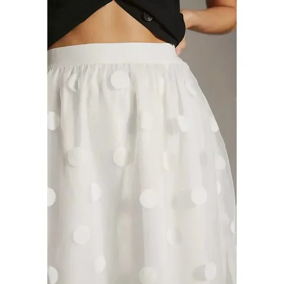17. Anthropologie Eva Franco Tulle Midi Skirt White Organza - Picture 4 of 6